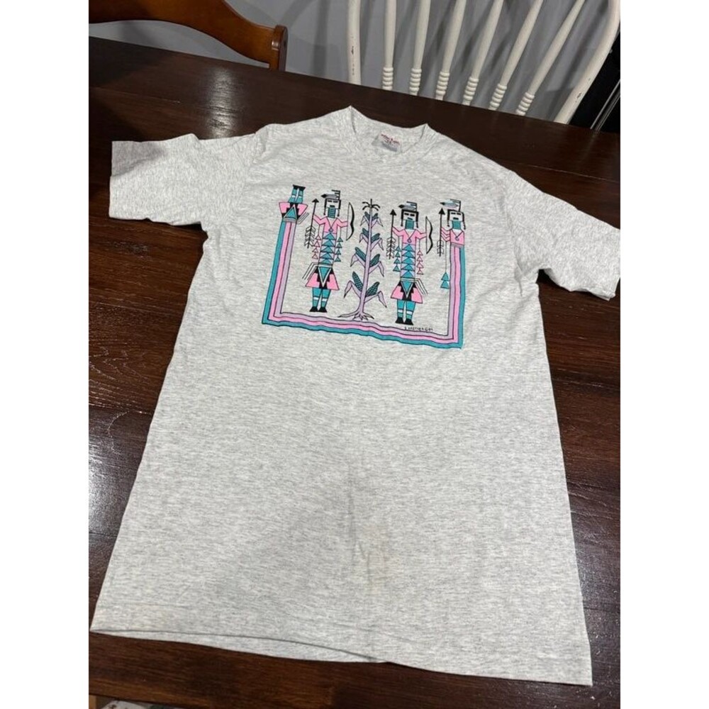 Vintage 1989 Native American Corn Art T Shirt Large Single Stitch USA Tee Jays